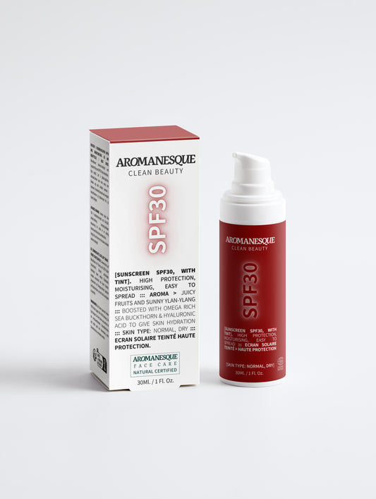 Aromanesque Sonnenschutz SPF30, mit Tönung – 30 ml