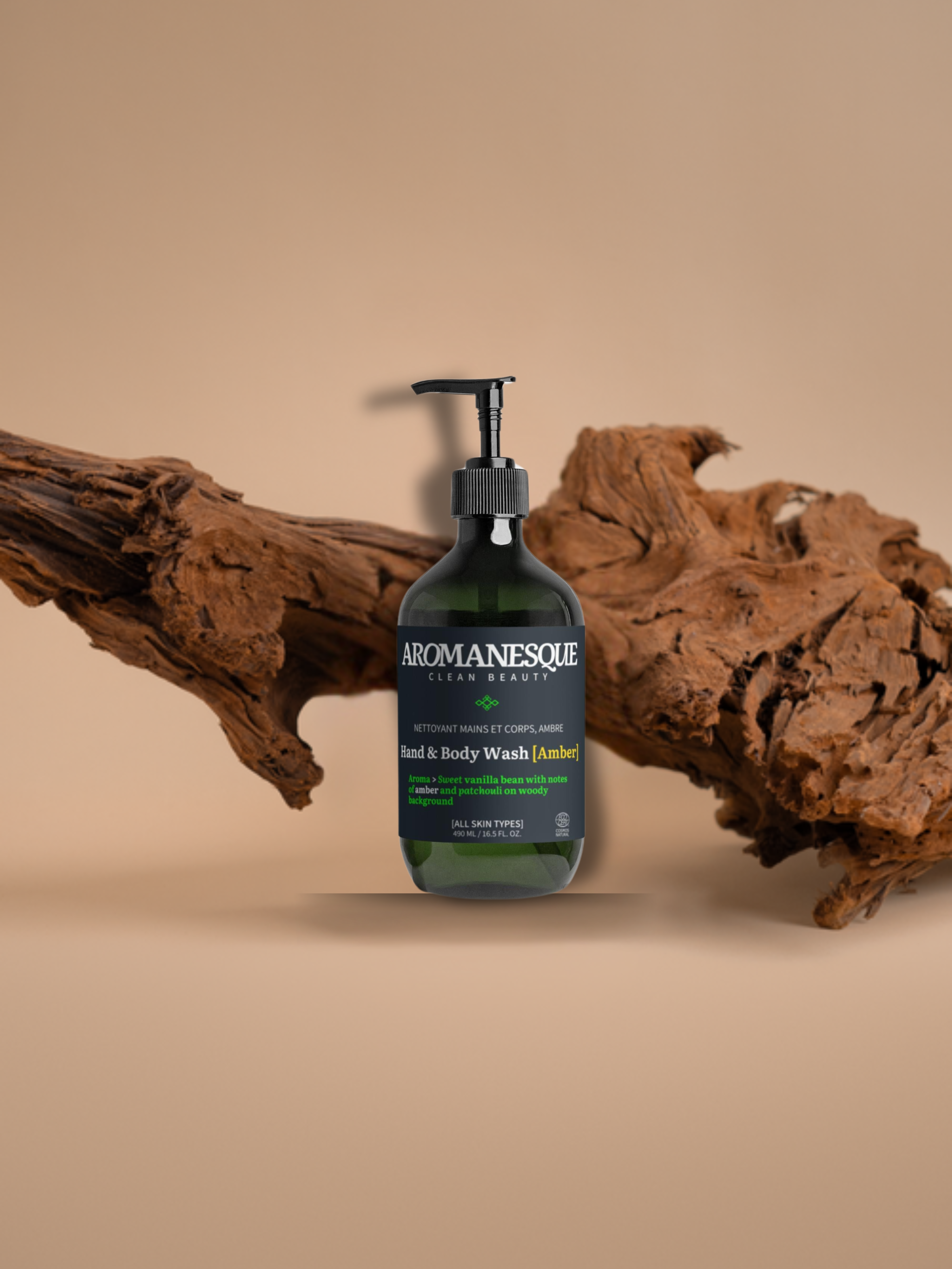 Gel douche et mains, patchouli et vanille ambrée, 490 ml