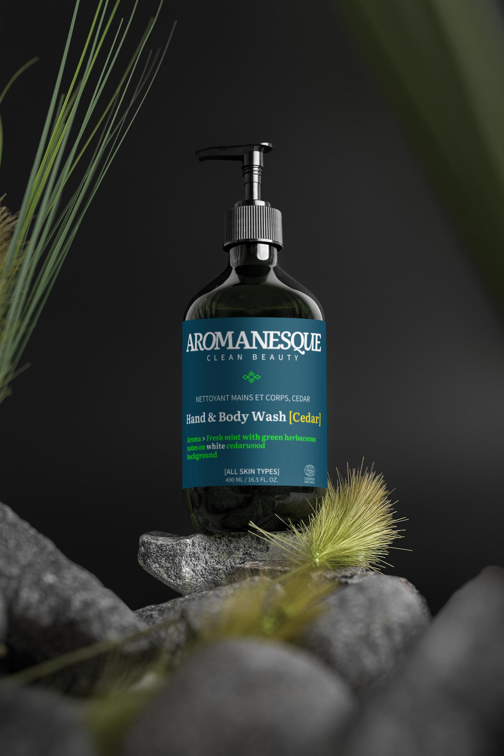 Aromanesque Hand & Body Wash, Peppermint & Dark Cedar - 490Ml