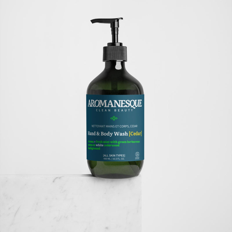 Aromanesque Hand & Body Wash, Pfefferminze und dunkle Zeder – 490 ml