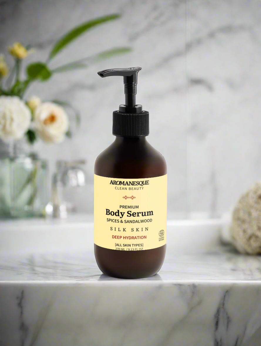 Sérum corporel premium, épices et bois de santal 